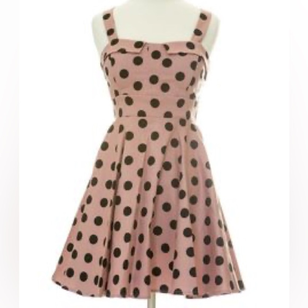 Varga Pink and Black Polka Dot Dress